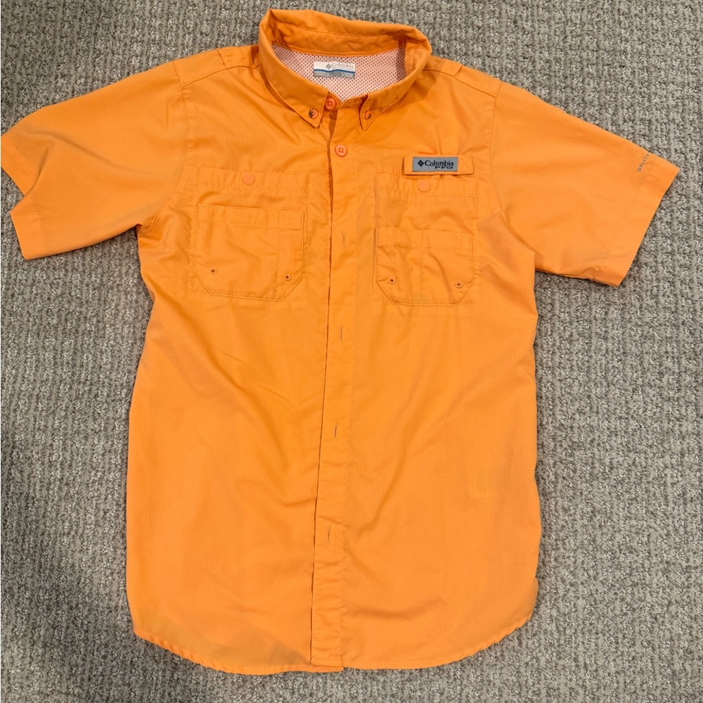 Columbia boys Orange Short Sleeve PFG shirt
